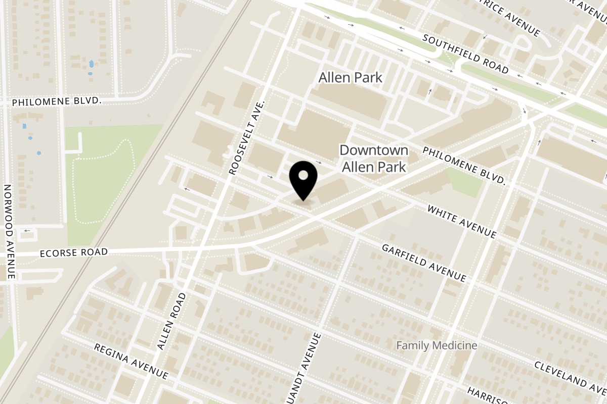 Map showing the location of Ted's Coney Island on 6790 Allen Rd in Allen Park